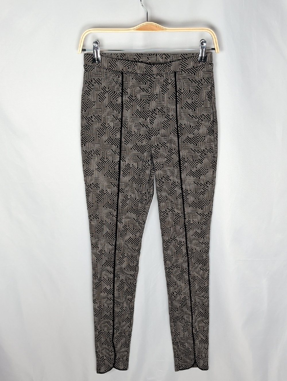 Joseph Ribkoff Geometric Jacquard Pull-On Slim Pants Piping Size 8